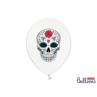 Balony Dia de los Muertos, Pastel Pure White, 30 cm - 5 szt.